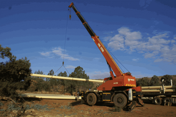 Crane Truck Loading HDPE Pipe